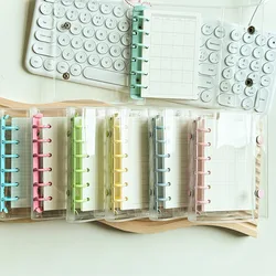 A7 Transparent 6 Hole Binder Notebook With 45sheets Grid Inner Pages Colorful Mini Loose-leaf Notebook