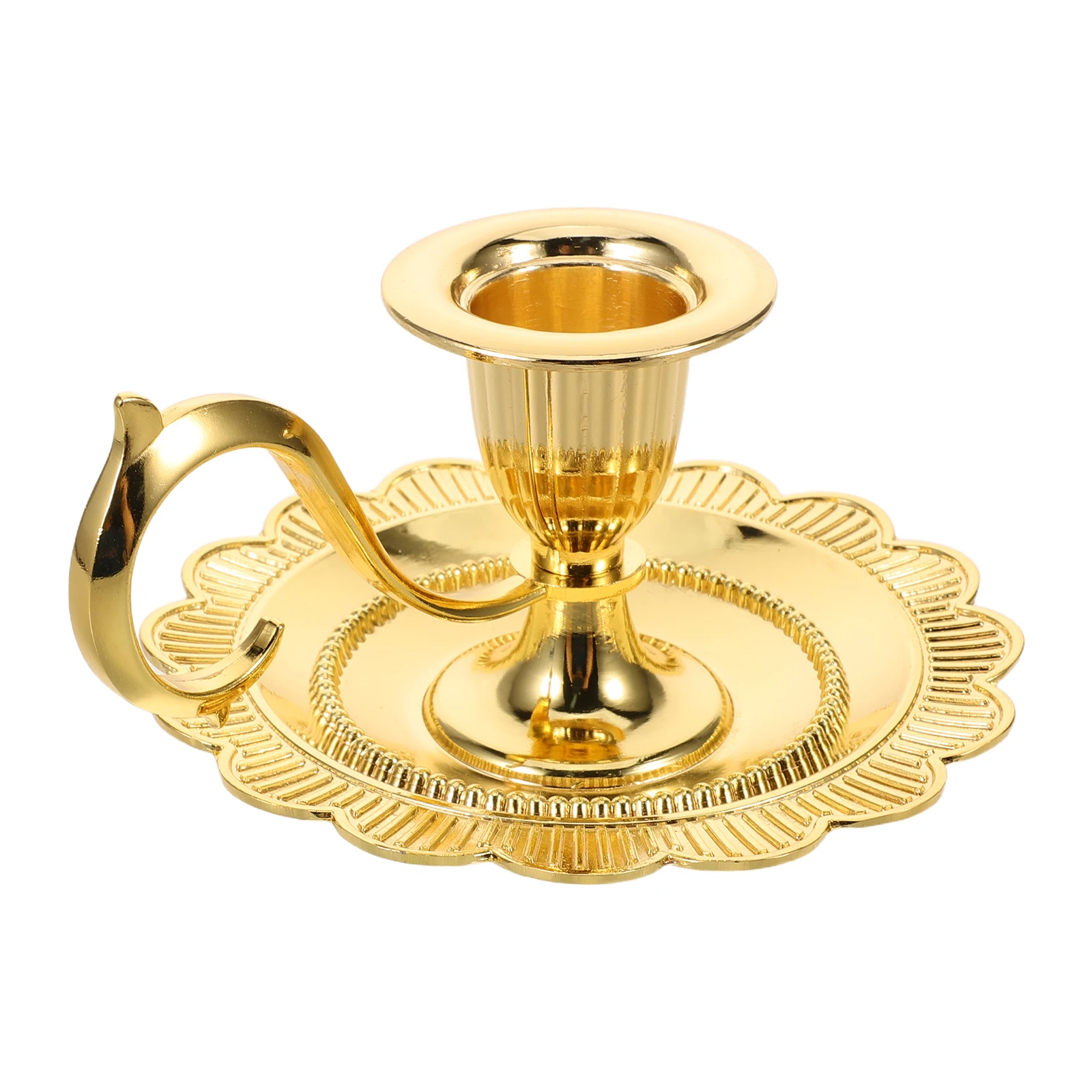 

1pcs Vintage Metal Tray Rustic Pillar Holder Wedding Dinner Decorative Centerpiece - Gold Metal Stand