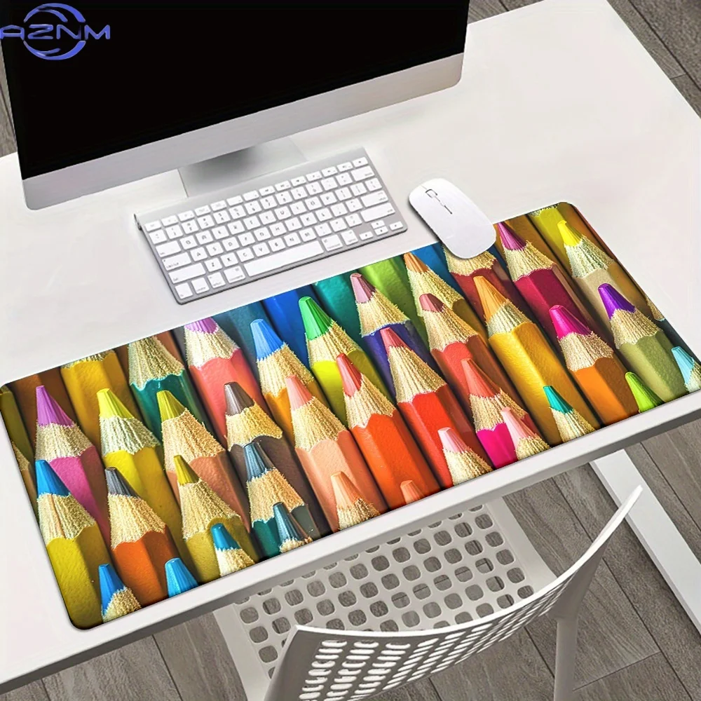 1pc Vivid Color Pencil Design Mouse Pad - Rubber Non-Slip Table Mat, Suitable for Office, Gaming And Laptop Use, Keyboard Compat