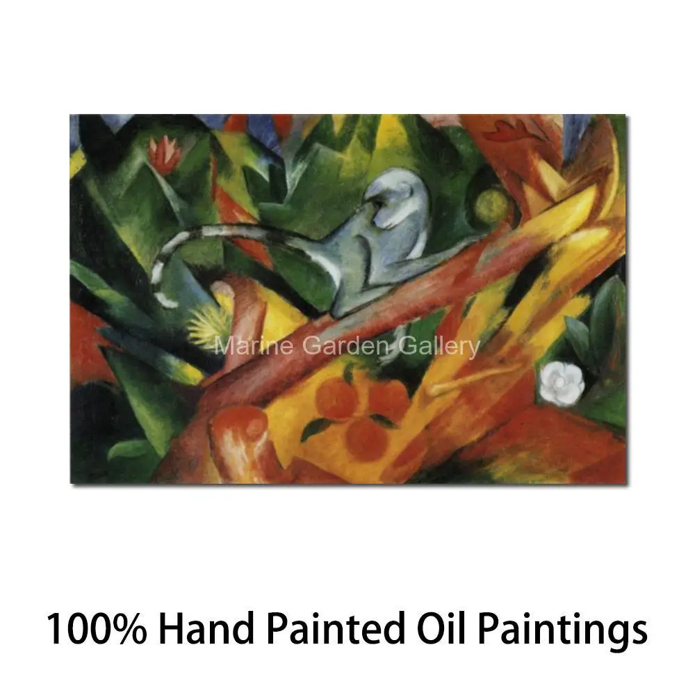Abstract Canvas Art Handmade Oil Painting Red Horses Franz Marc Animal Paintings Modern Family Room Lobbies Decor Large Colorful
