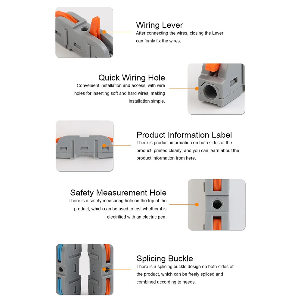 25/34PCS Fast Lever Electrical Cable Wire Connectors Boxed And Bulk Universal Splitter Push-in Terminal Block Home Junction Box