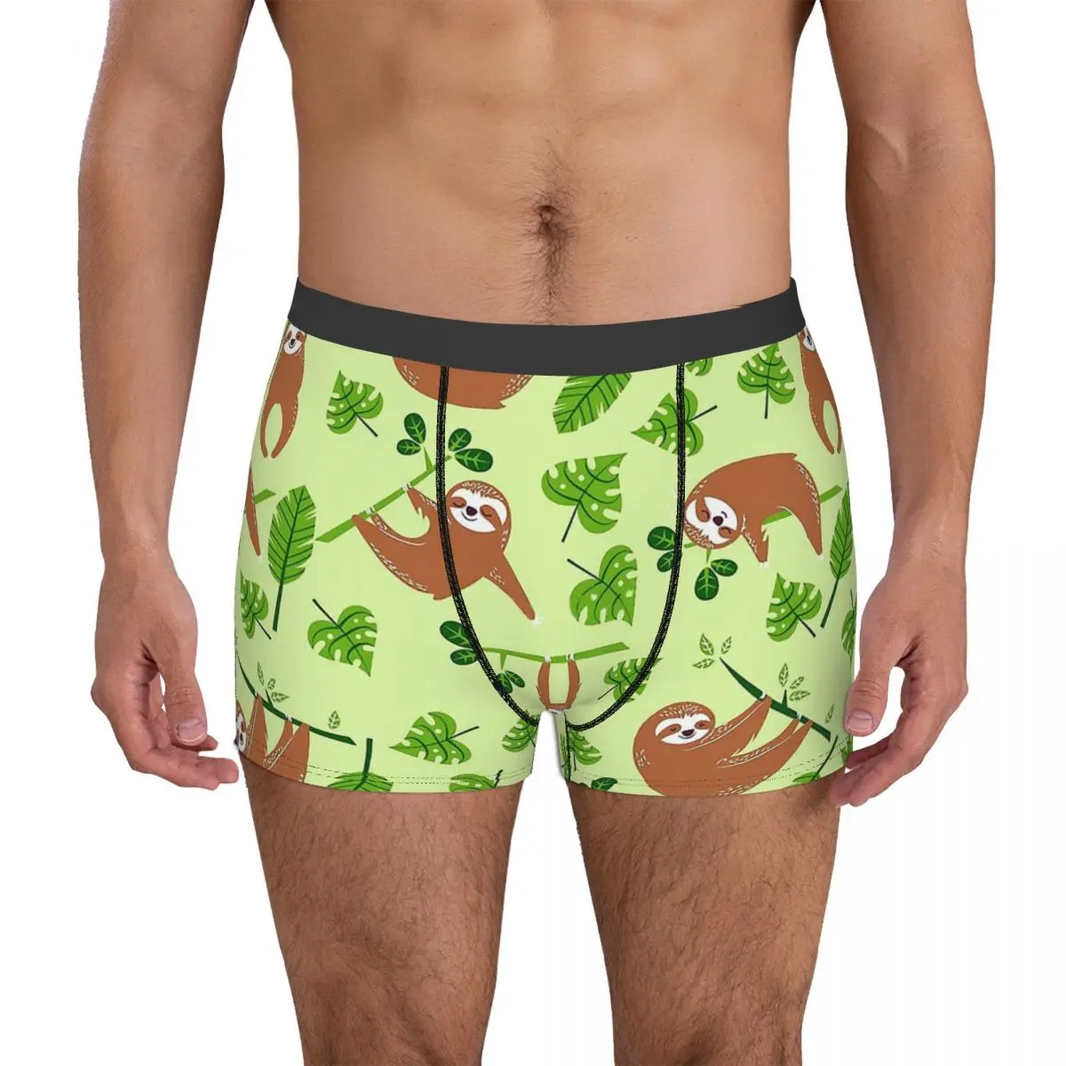 Cute Sloth Hanging Adorable Lazy Chibi Mini Underpants Breathbale Panties Men's Underwear Print Shorts Boxer Briefs