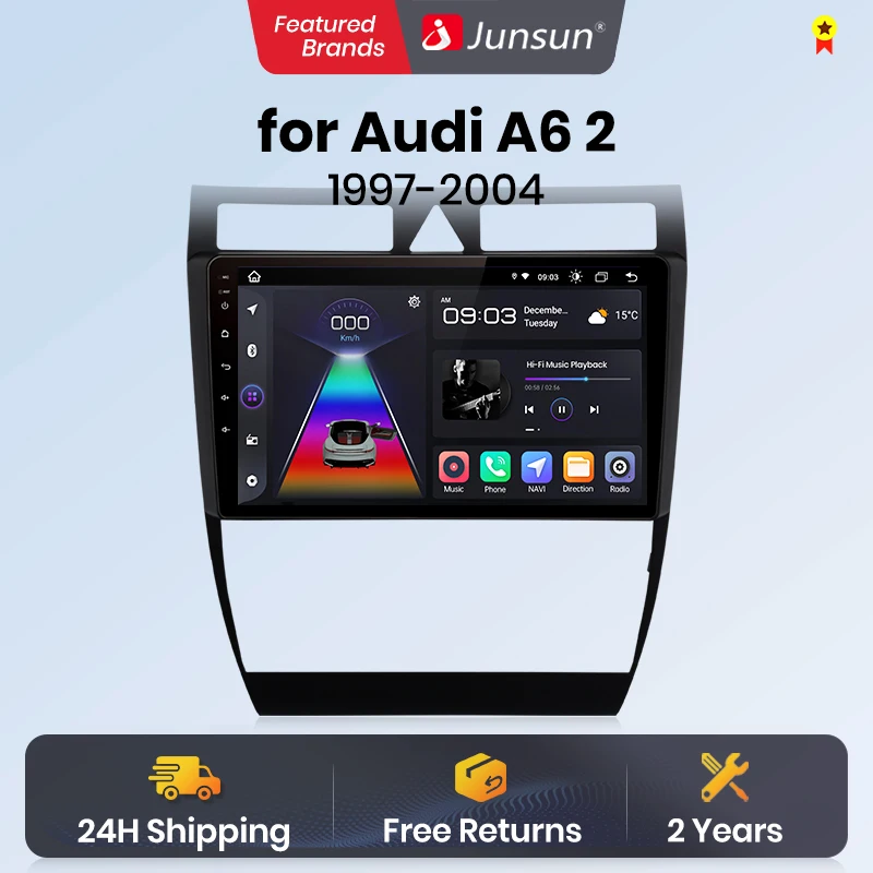 Junsun Wireless CarPlay Android Auto Car Radio for Audi A6 C5 1997-2004 S6 RS6 GPS Car Smart Systems Smart Car Radio