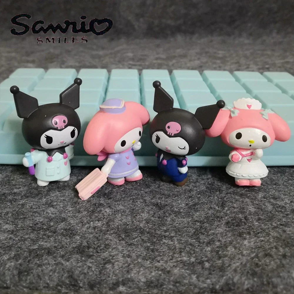 Sanrio Kawaii 5cm รูปตุ๊กตา Kuromi เมโลดี้อนิเมะคอสเพลย์การ์ตูนอุปกรณ์ต่อพ่วงหุ่นแอ็คชั่นญี่ปุ่นของขวัญวัสดุพีวีซี