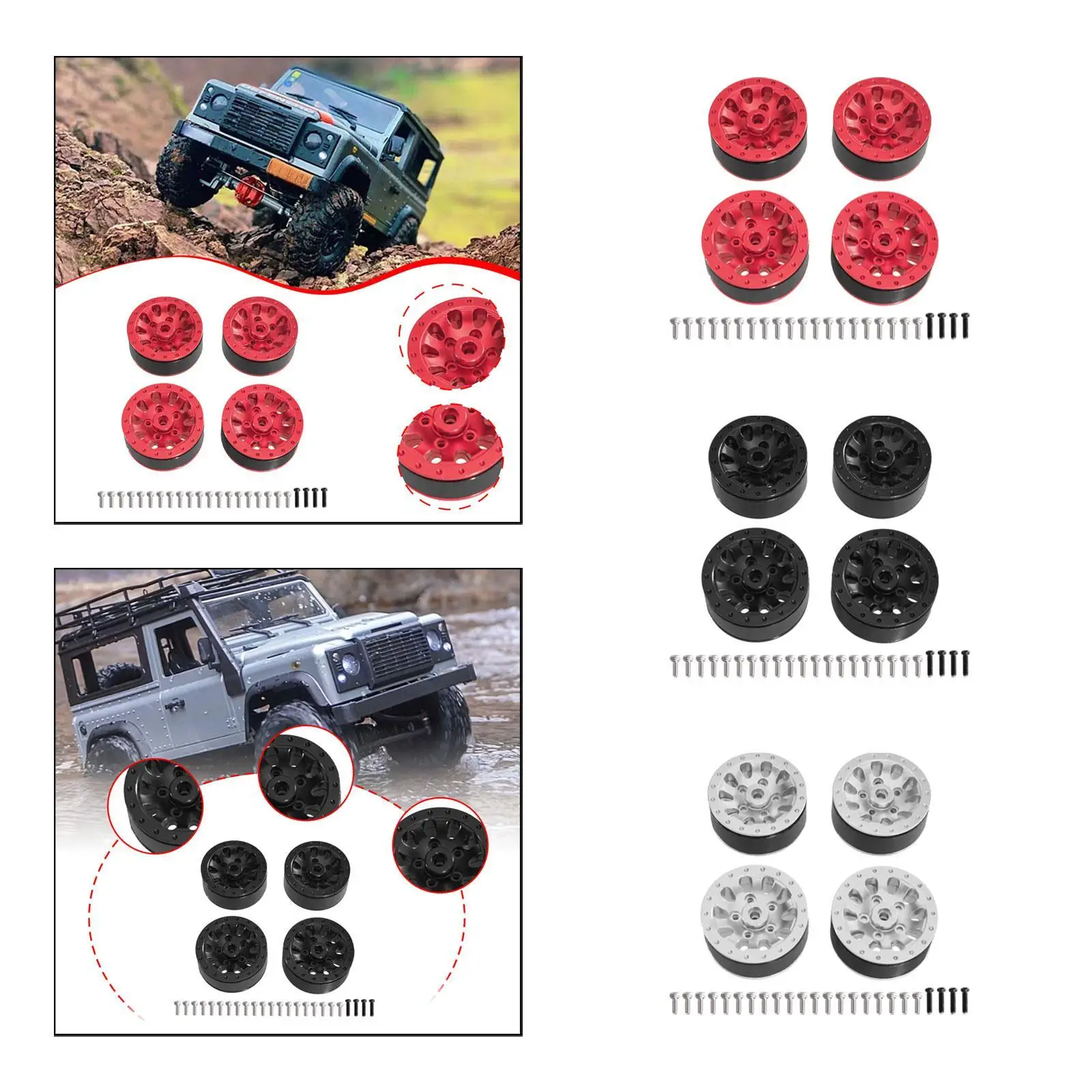 

4 Pieces 1/12 1/16 RC Car Wheels Modification Replacement for C14 MN78 LC79