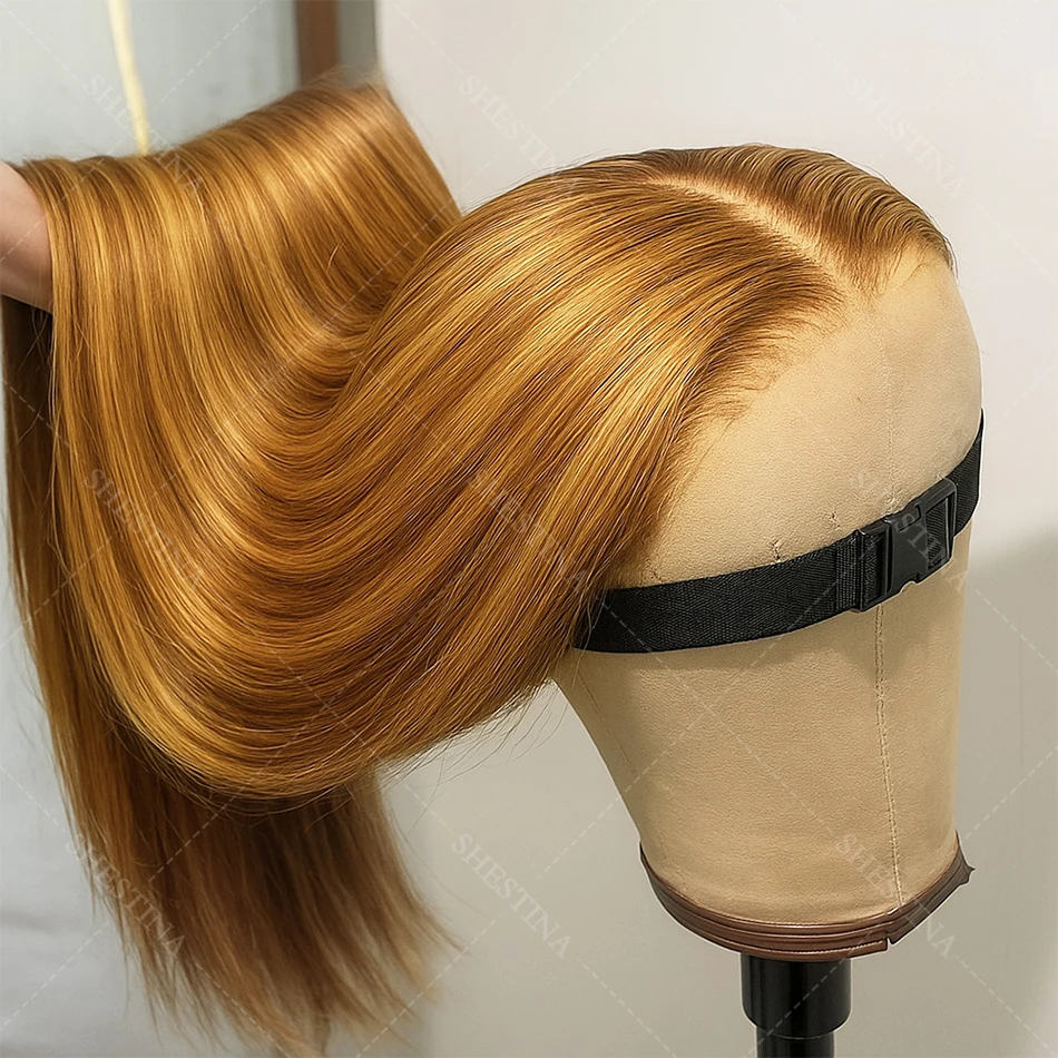 

13x4 HD Highlight Ombre Bone Прямые парики Человеческие волосы P4/27 Блондинка Ombre Кружевной фронтальный парик Цветной парик из человеческих волос для женщин