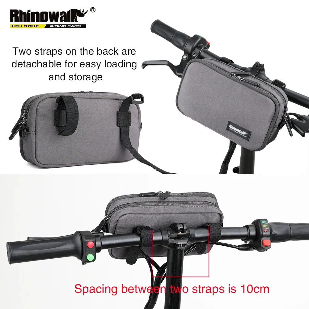 RHINOWALK Bicycle Handlebar Bag Multi-Functional Waterproof for Bike Mobile Phone Case Black Gray Colors Large Capacity X2011