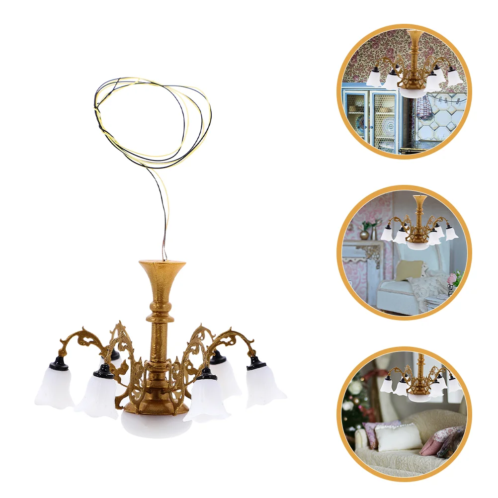 Model Chandelier Micro Landscaping Mini Light Tiny Hanging Baby Furniture Metal House Ceiling Lamp