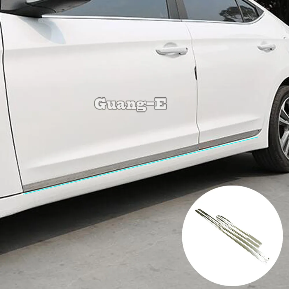 

Car Sticker Detector Stainless Steel Side Door Body Trim Strip Molding Frame For Hyundai Elantra Avante 2016 2017 2018 2019 2020
