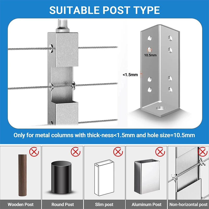 5PCS Stainless Steel Sleeve Cable Connector For Railing Stair Wire Rope Sealing Gasket Durable Fittings