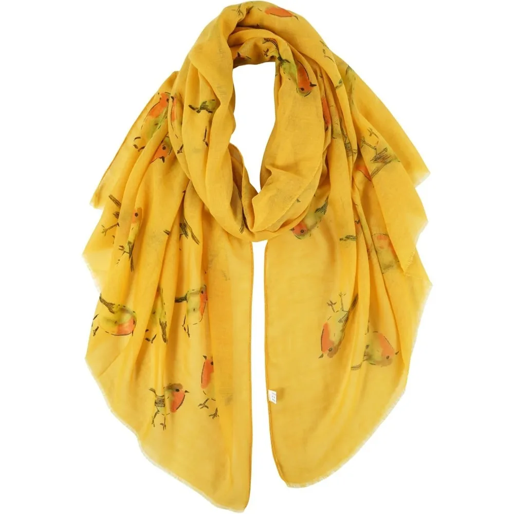 

Scarfs for Women Lightweight Floral Birds Print Cotton Scarves and Wraps for Winter Shawl