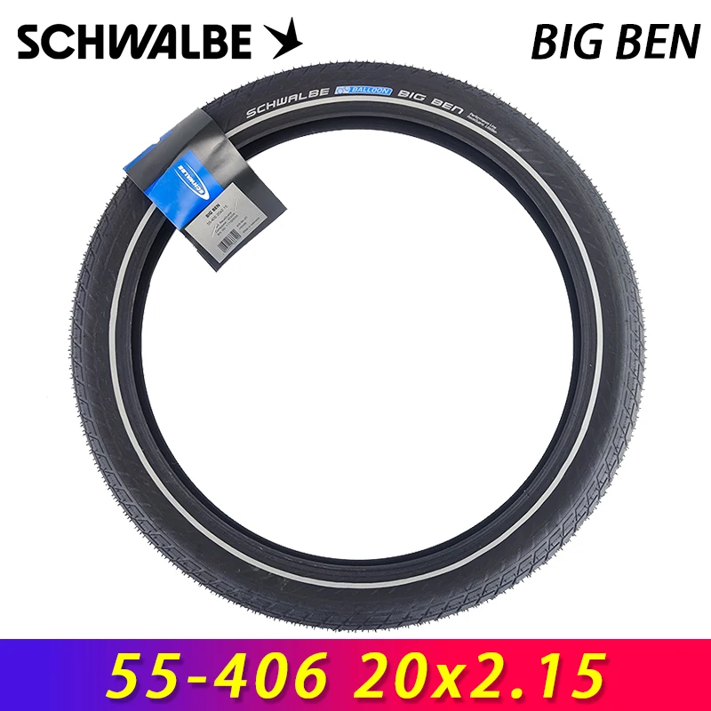 SCHWALBE Original BIG BEN 20x2.15 Black Reflex Wired Bicycle Tire for DAHON P8 Folding Bike City Bicycle Cycling Parts