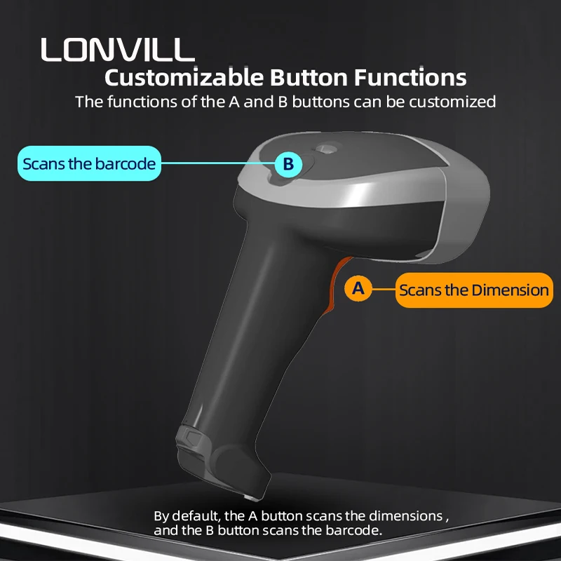 LONVILL Handheld 3D Scanning Tool Volume Measuring Instrument 3D Scanning Device 1D 2D Barcode Scanner