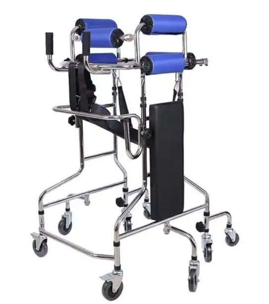 Hemiplegia Walker Stand Frame with Seat Wheel Rehabilitation Device Height Adjustable Lower Limb Disabled