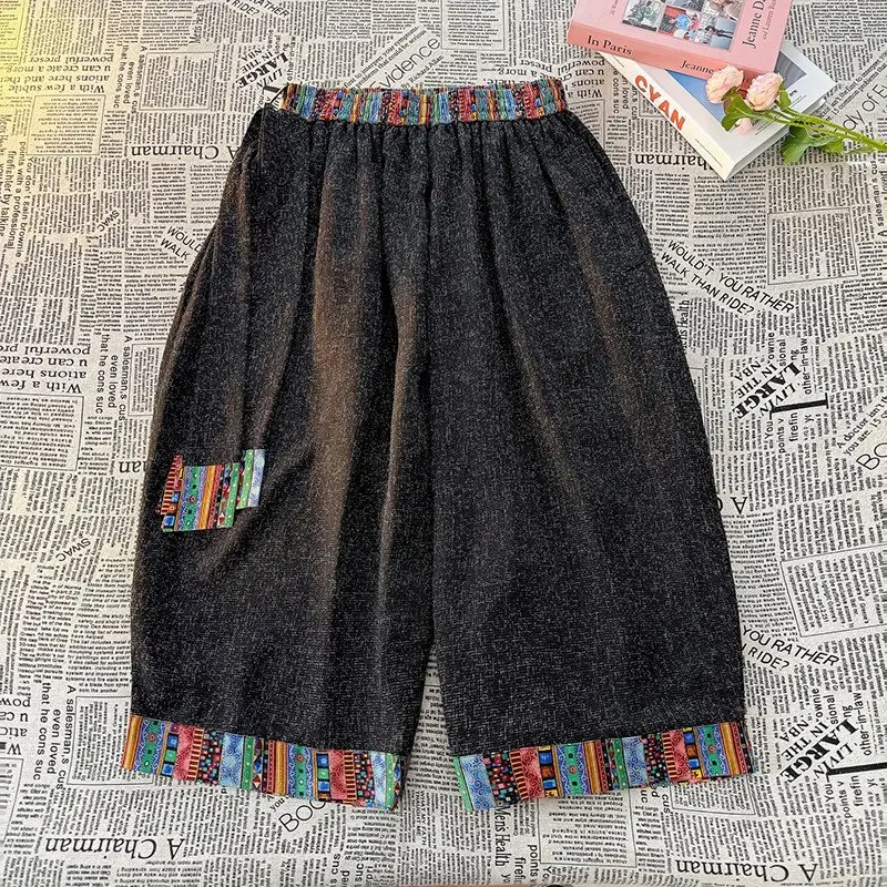 

Ретро-джинсы в китайском стиле из ледяного шелка с охлаждающим эффектом, широкие брюки для танцев, мужские, модель DK223P58, свободный прямой крой, стандартная посадка