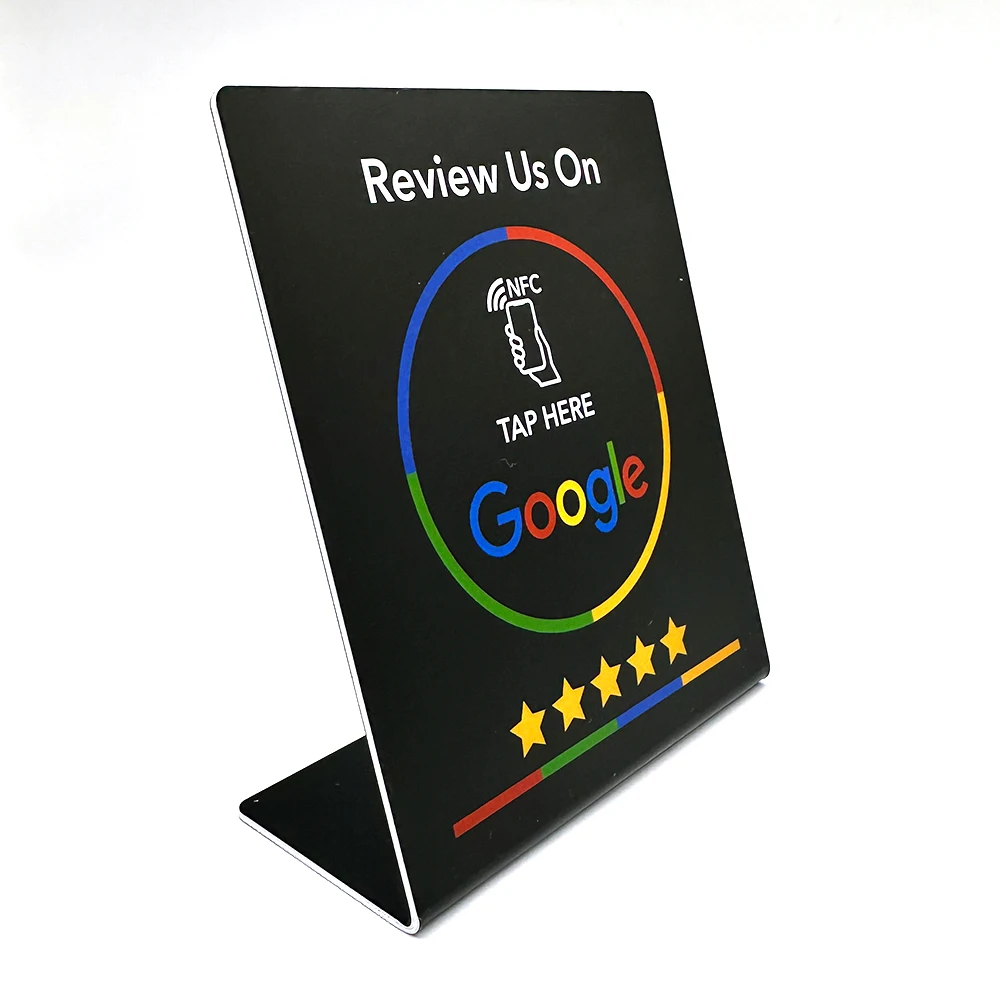 NFC Google Review NFC-Ständer Display Tischanzeige NFC-Tap-Kartenständer Reivew us on Google 13,56 MHz NT/AG215 504 Bytes NFC-Ständer