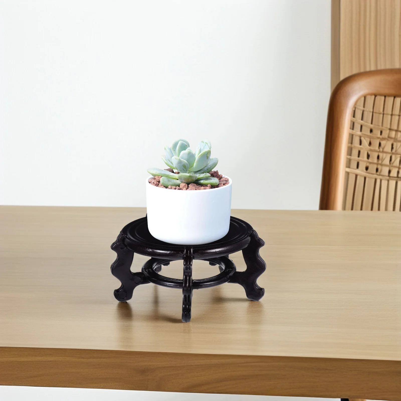 

Flower Pot Base Bracket Resin Stand Vase Buddha Statue Retro Plant Holder Storage Base Smooth Longtime Use Space Saver Clean