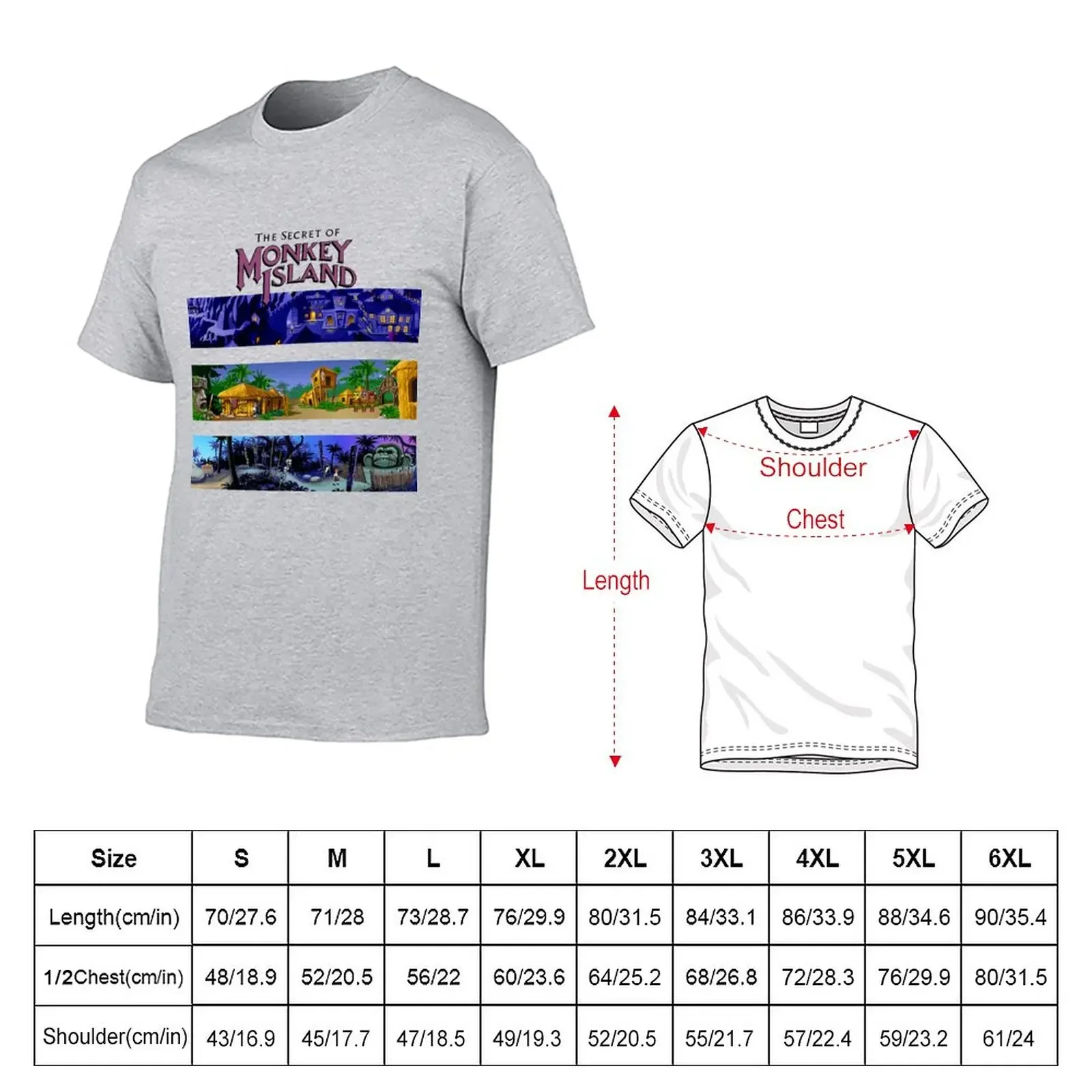 The secret of Monkey Island Backgrounds T-Shirt sweat oversized korean fashion t shirts men