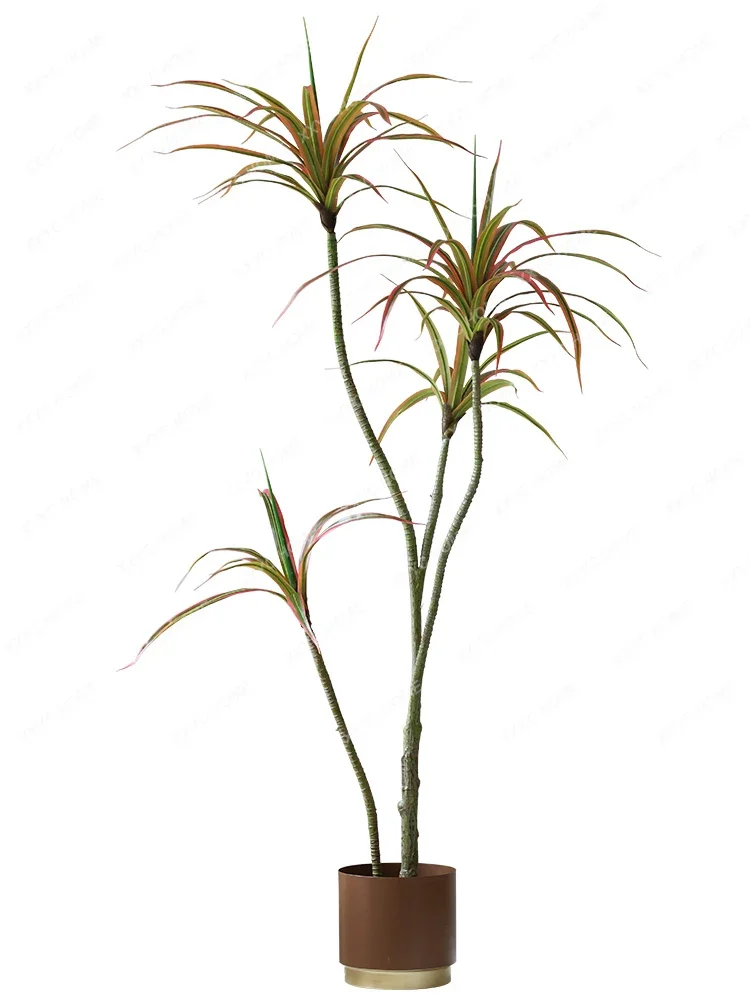 Artificial Green Plant Colorful Dracaena Marginata Dracaena Potted Plant Silent Wind Plant Ornaments