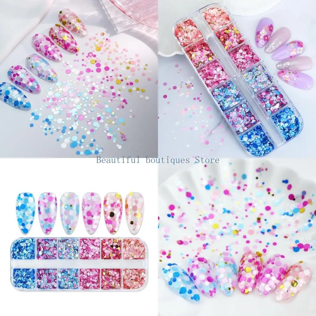 U4LF Round Glitters Confetti Epoxy Resin Molds Fillers Nail sequins Glitter flakes Nail decors Round Resin Filling Materials