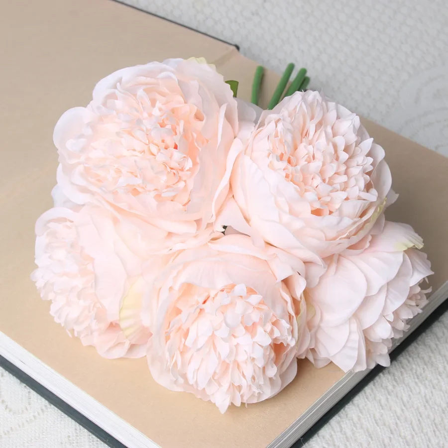 5 Head Artificial Fake Peony Silk Flowers Bridal Bouquet Flower Arrangement Home Wedding Party Festival Table Garden Decor