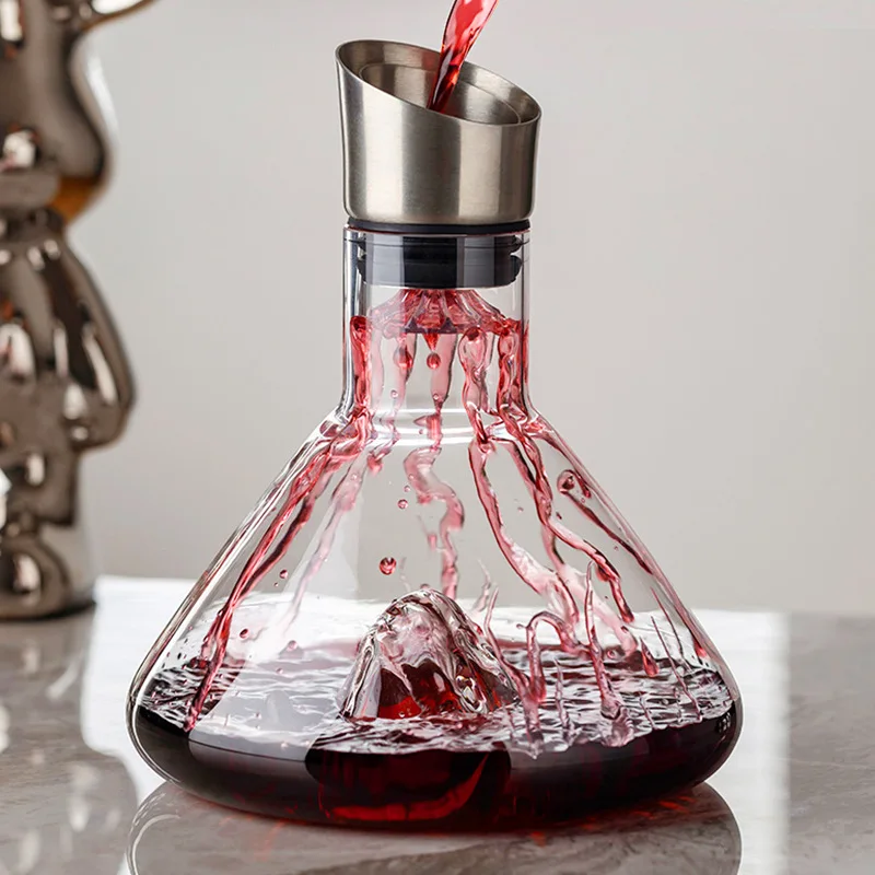 

Premium Crystal Iceberg Wine Decanter Carafe,Quick Waterfall Thickened Glass,Home Bar Accessories Whiskey Pour Dispenser Gift