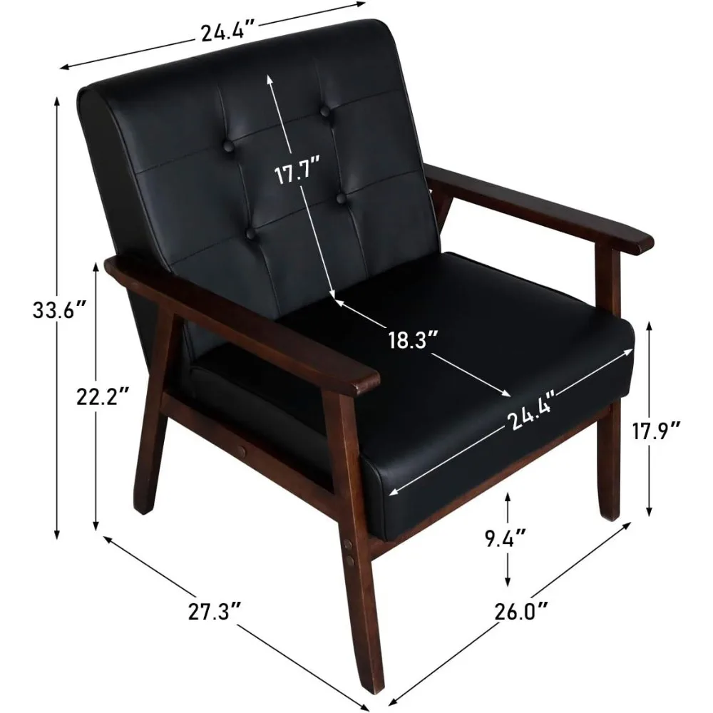 Mid-century retro Koszerű Akcentus fotel Fa- kart upholstered Rojtos Hátsó Hosszabbod Szék Felfekvési felület méret 24.4