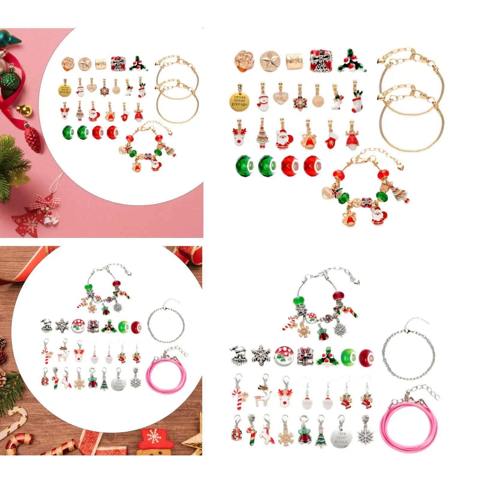 Calendrier de l'Avent de Noël pour femmes et filles, 24 jours, bracelets à breloques, ensemble de bijoux à breloques, bracelet, kit exécutif, calendrier de Noël 2024, adolescents