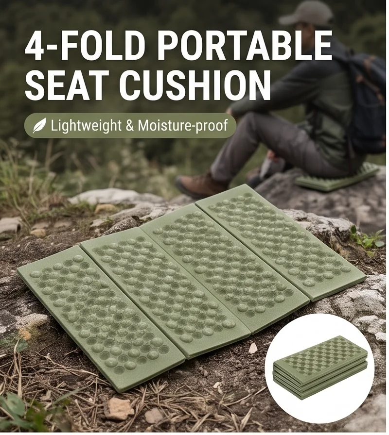 Portable Folding XPE Foam Seat Pad, Waterproof Egg Crate Camping Cushion, Lightweight Outdoor Hiking Picnic Mat for Travel