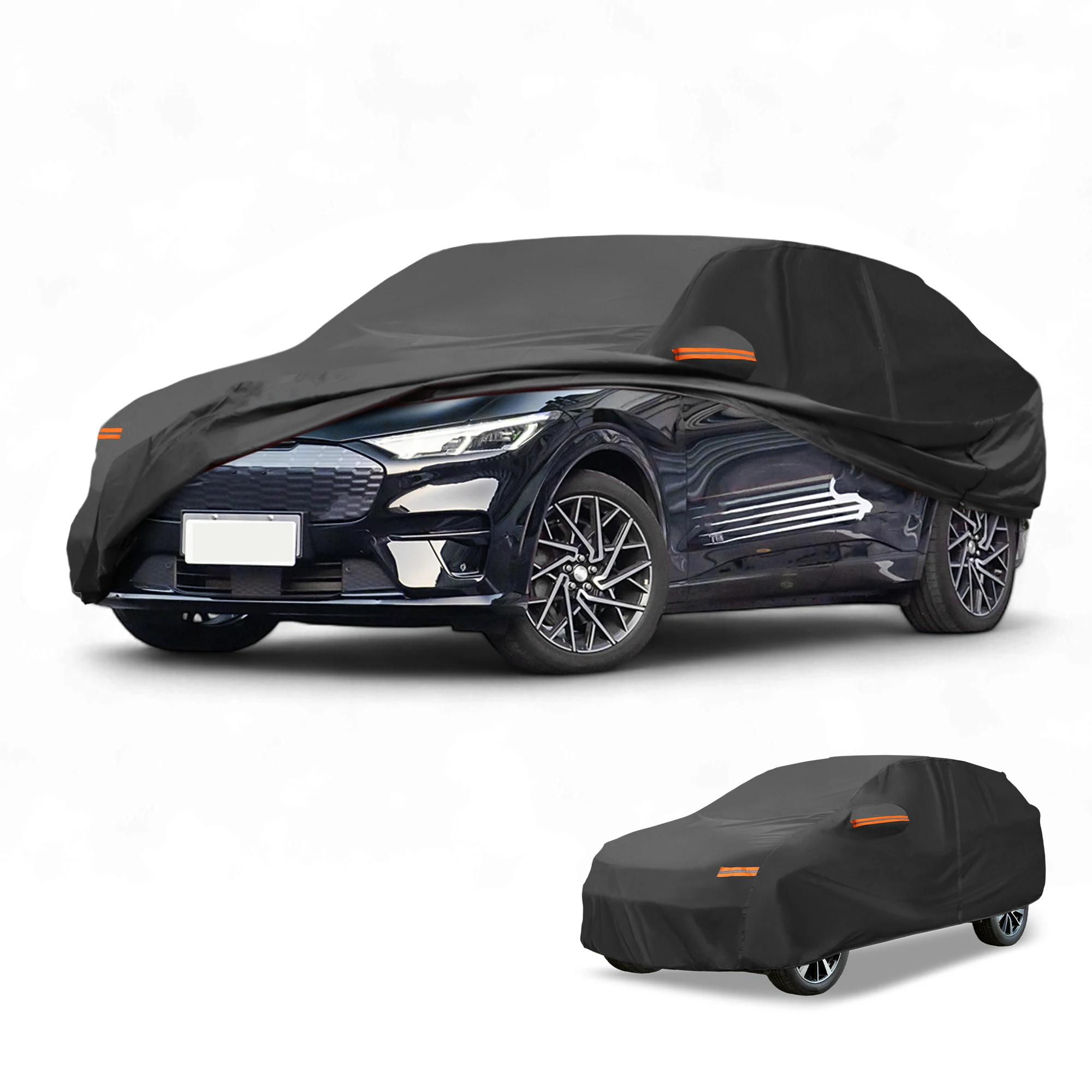 Motoforti Car Cover for Ford for Mustang Mach E Black 190T-PU with Left Zipper
