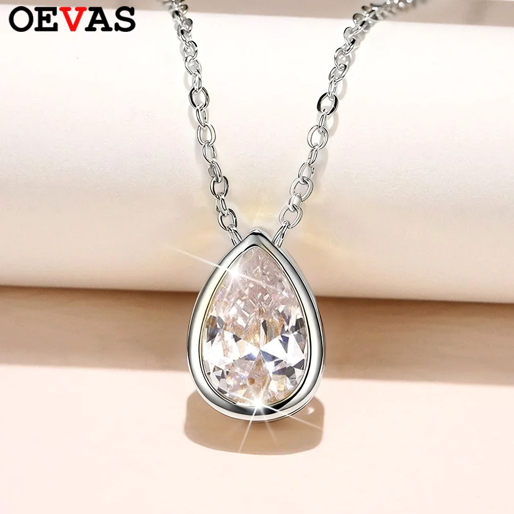 

Ожерелье OEVAS 1/2/3/4CT с муассанитом в форме капли для женщин, 100% серебро S925, подвеска-груша с лабораторным бриллиантом в оправе, цепочка на шею, ювелирное украшение, подарок