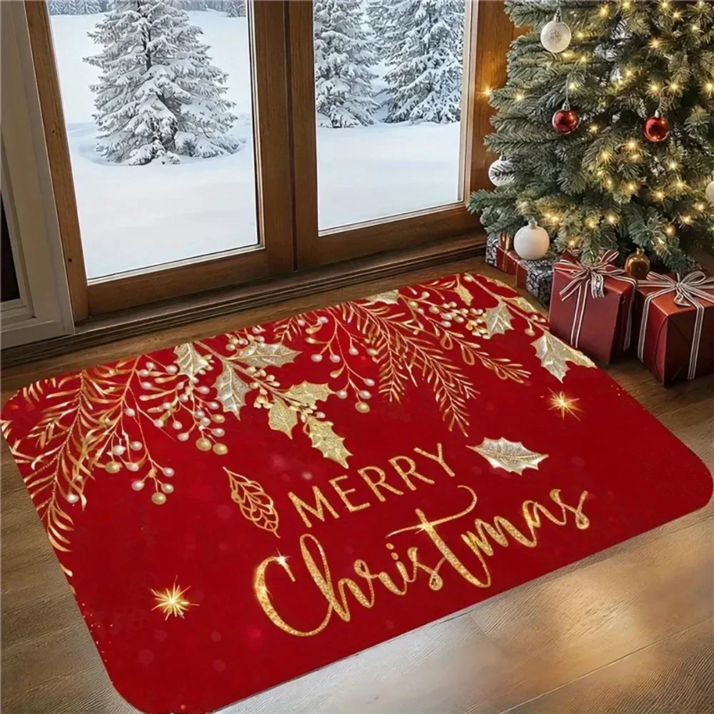 1pc Christmas Candy Canes Doormat Holiday Indoor Outdoor Rear Front Door Welcome Mat Winter Door Mat