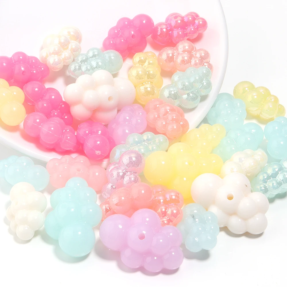 10/20pcs Candy Color Acrylic Beads Cloud Shape Spacer Charm Bead for DIY Phone Chain Bracelet Pendant Beaded Accessories