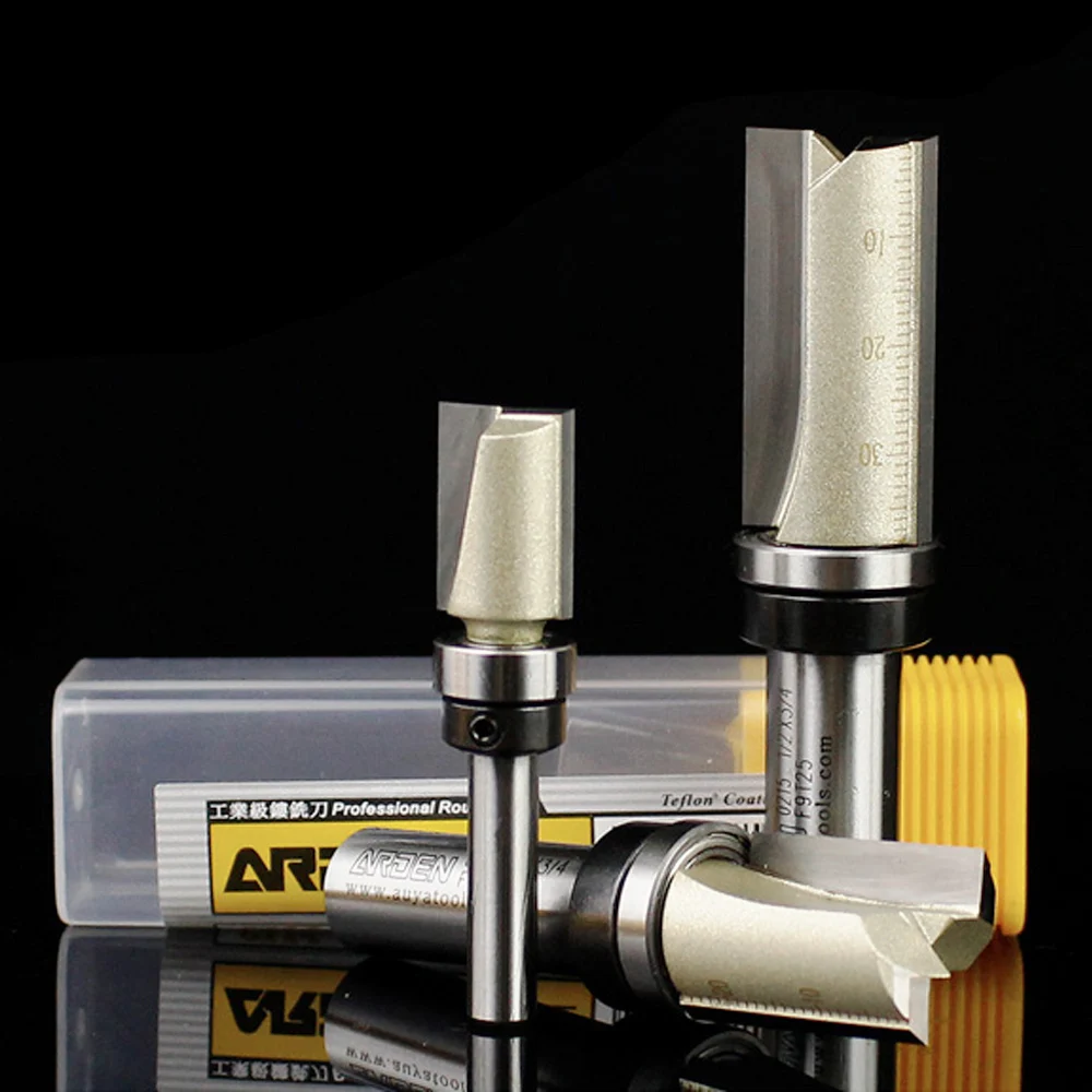 ARDEN 2F Trimming Router Bit Carbide Alloy Straight Bit with Bearing Woodworking Cutting  Milling Cutter Wood MDF Plywood