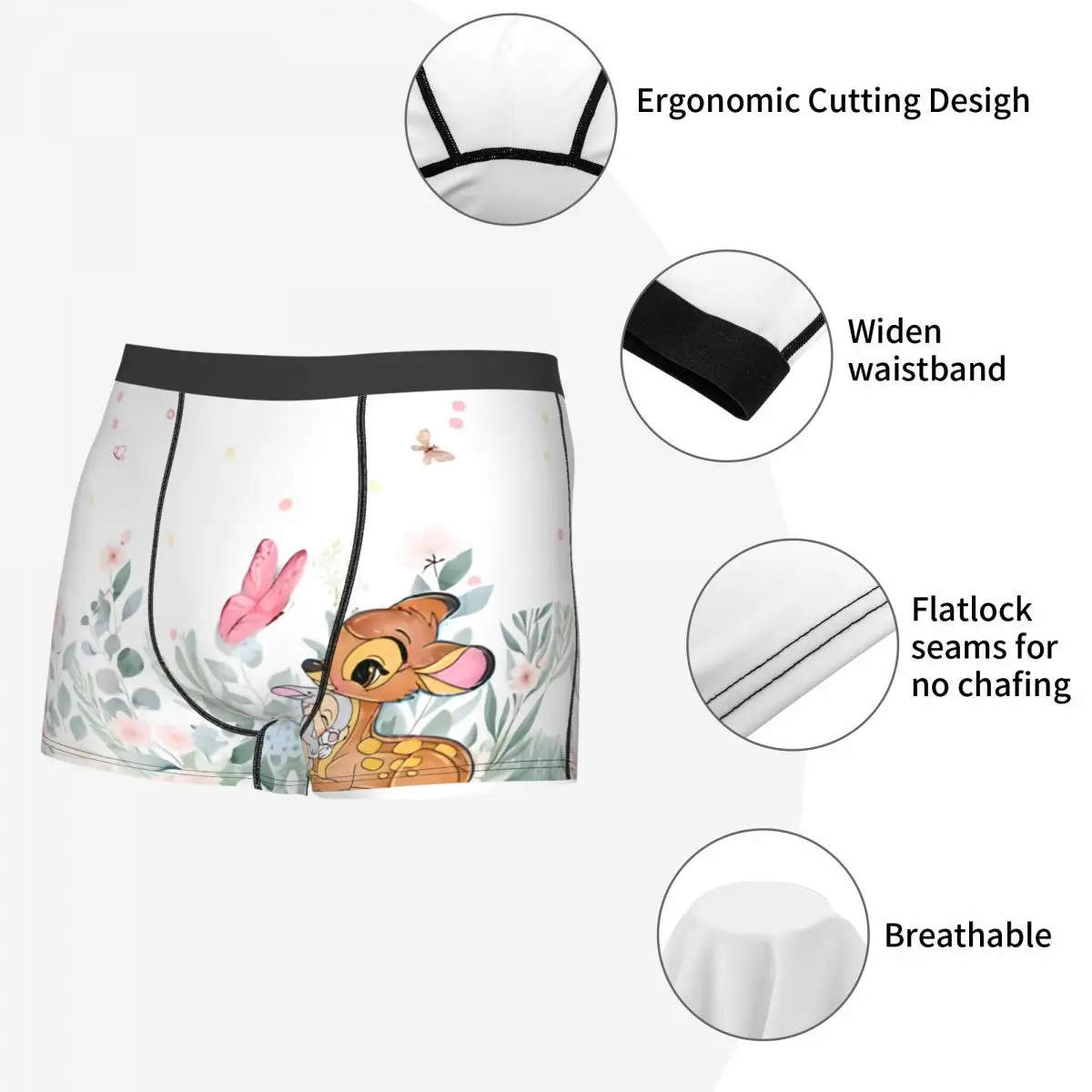 Cartoon personalizzato Bambi Anime Boxer Pantaloncini Slip da uomo Intimo Mutande fresche
