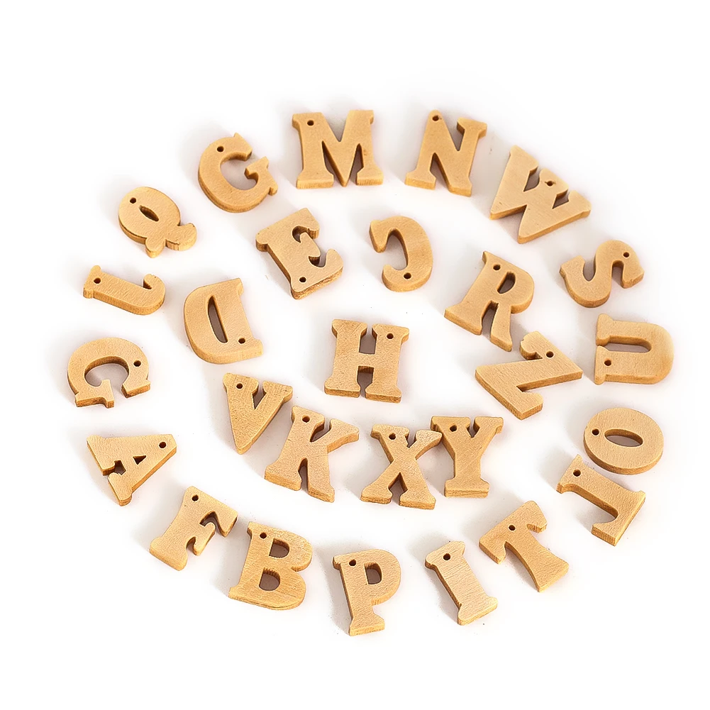 

100PCS Wooden Letter Model Pendant for Craft Scrapbooking Decoration Kids Wooden Tray Learning Toy Ornament DIY Jewellery Making