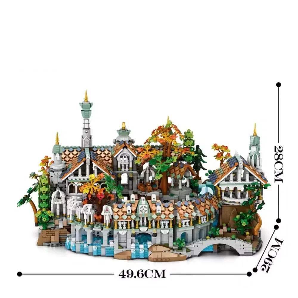 Conjuntos de construção de castelo medieval de filme Rivendell, kit de modelo de blocos de tijolos de montagem de construção modular de cidade, brinquedos presentes para crianças e adultos 4406 peças