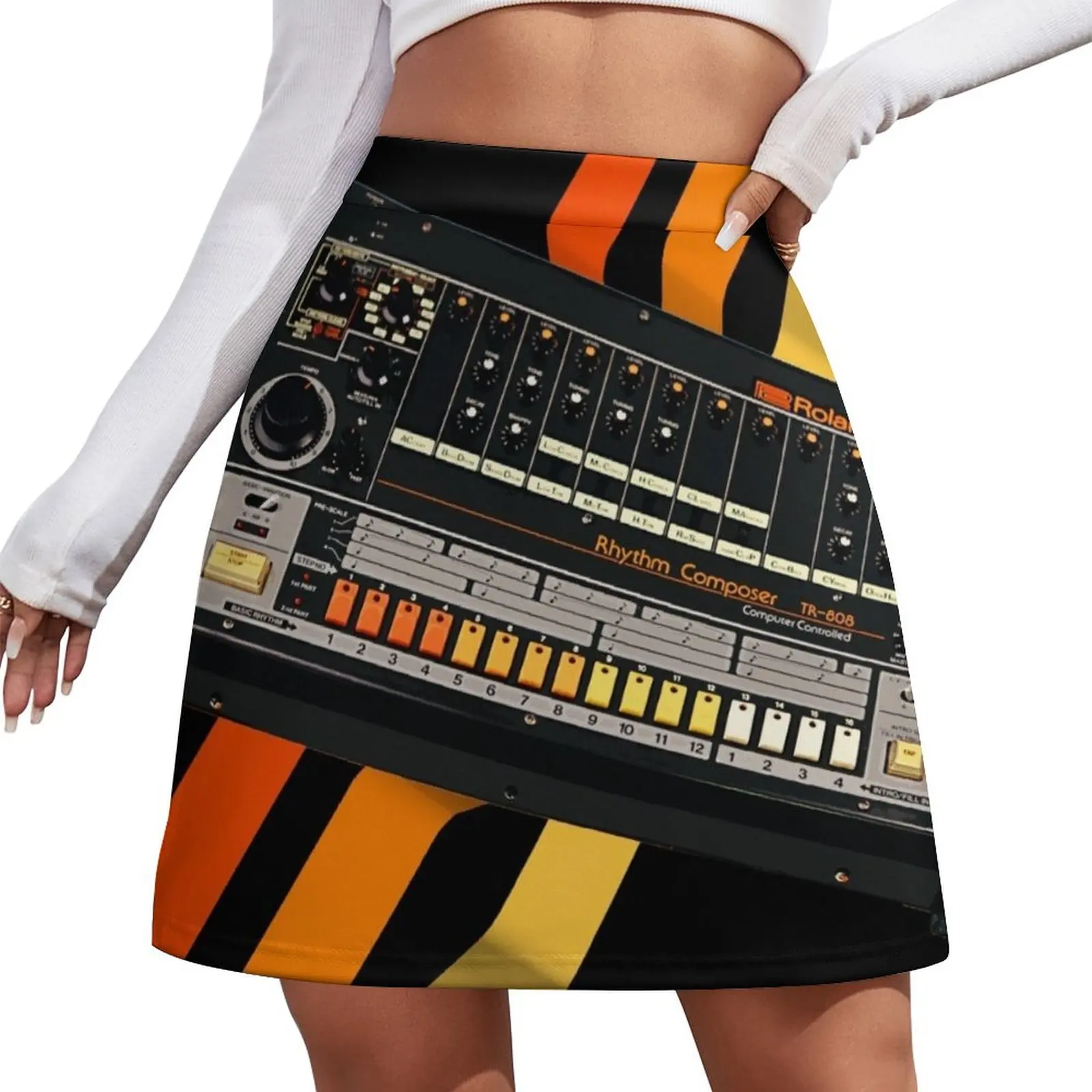 TR-808 Original Old Skool Style Collage Illustration Design Mini Skirt sexy skirt Sexy mini skirt Mini