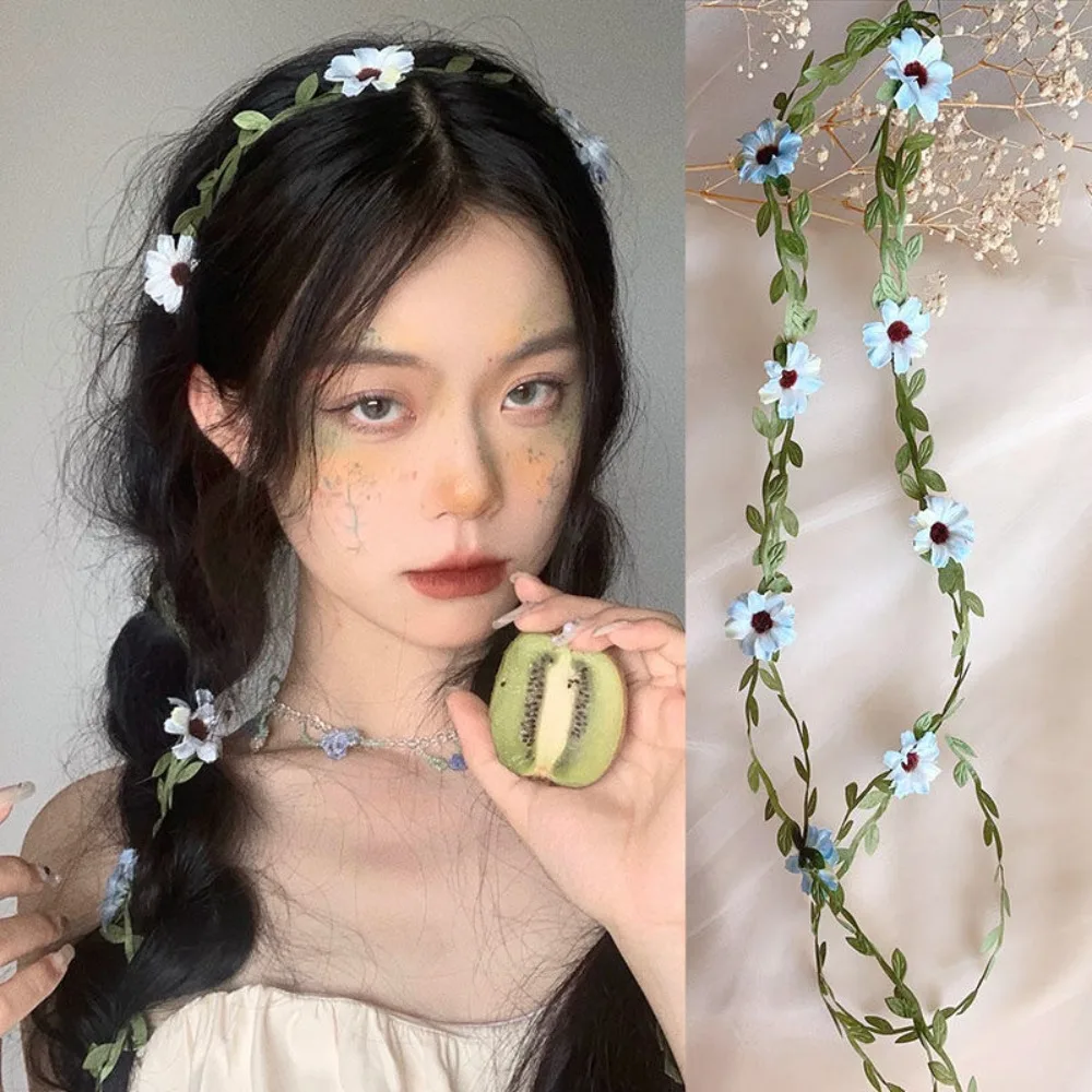 Cute Forest Style Twisted Hair Bands Simulation Vines Headband Braided Hair Small Flowers Hair Accessories Women