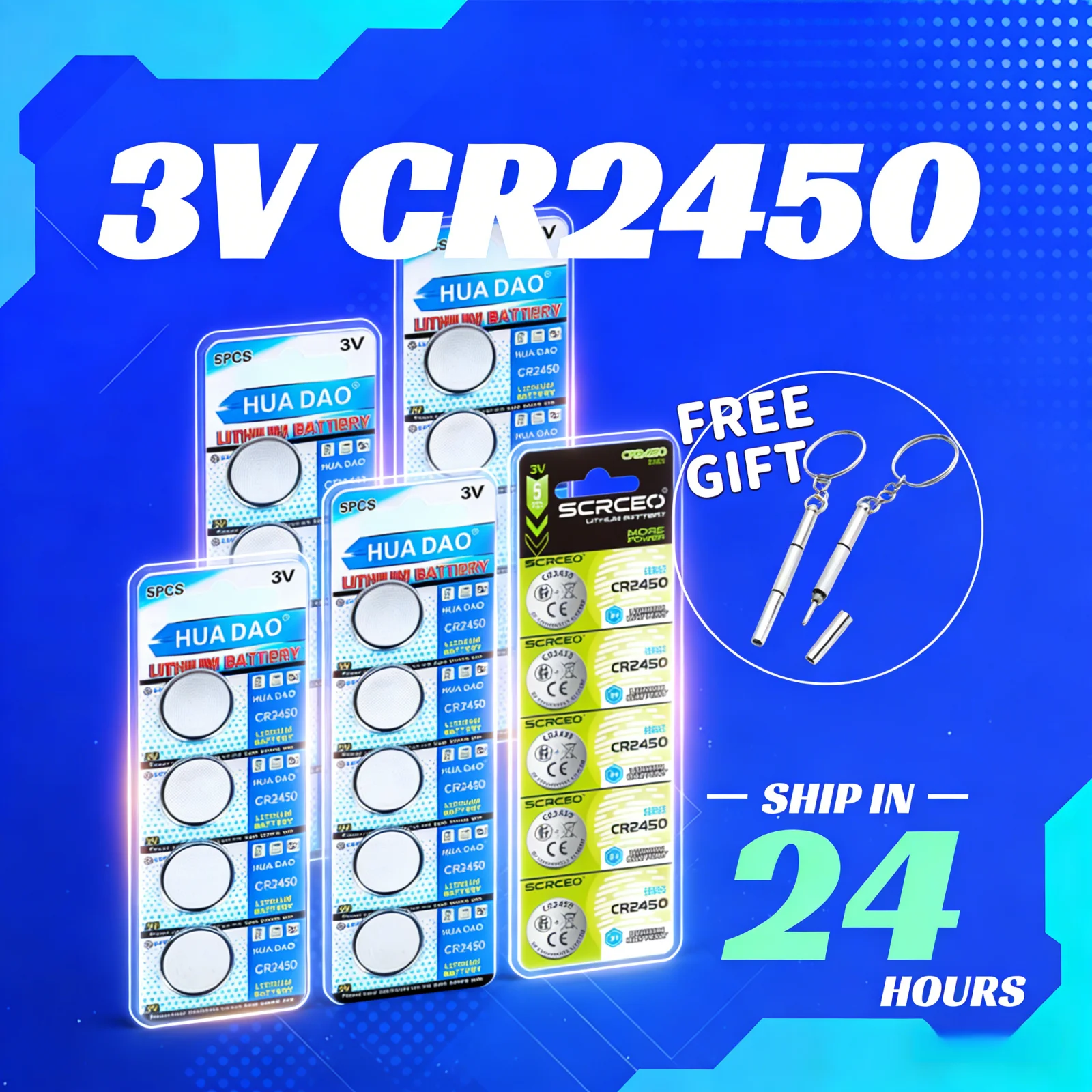 

High Capacity 3V CR2450 Lithium Coin Battery 600mAh Button Cell for Watch, Compatible with 5029LC LM2450 DL2450 CR2450N BR2450