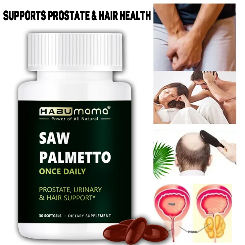 Saw Palmetto Prostate Support Supplement for Men’s Prostate Health, Biotin for Hair Growth & loss, Urinary Tract Health