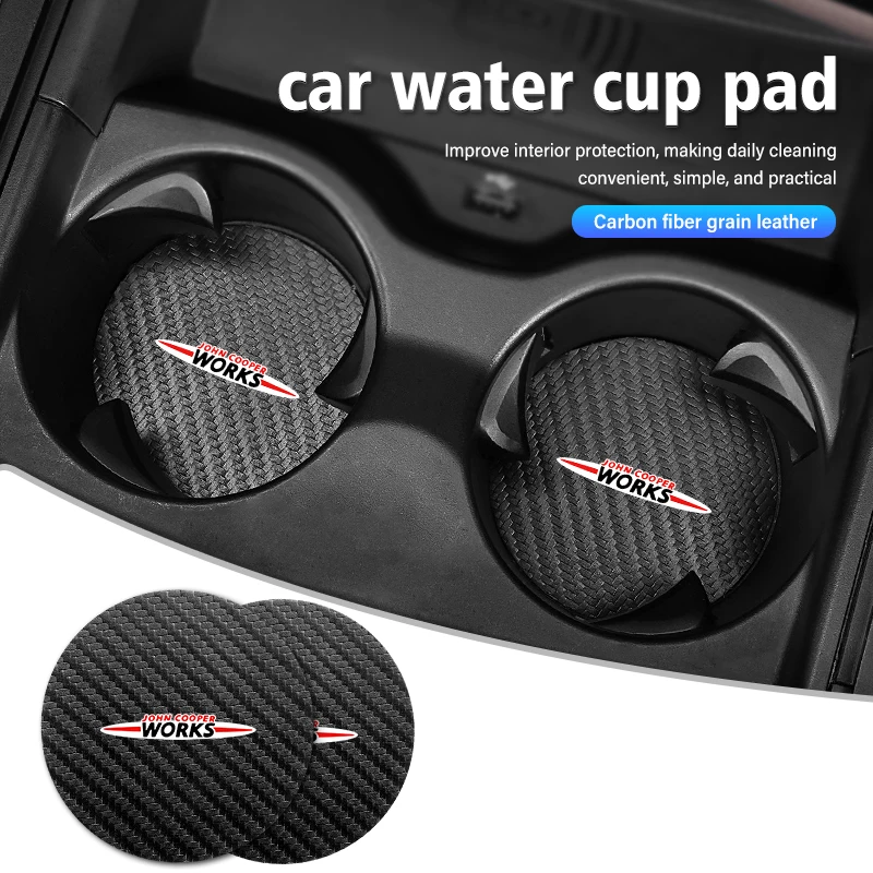 2pcs Car Water Cup Holder Mat Anti Slip Insert Coasters Pads For MINI John Cooper Works R56 F56 R53 R60 Clubman