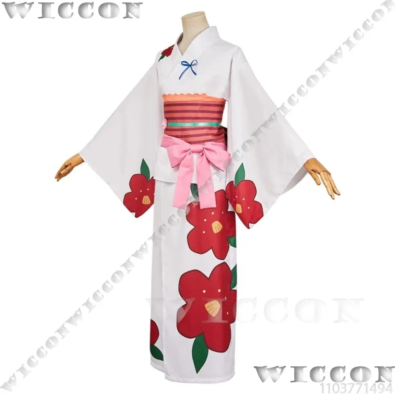 

a7d@Yashiro Nene Anime Cosplay Japanese Summer Festival Costume Cute Kawaii White Kimono Yukata Wig Girl Women Outfit Cos Custom
