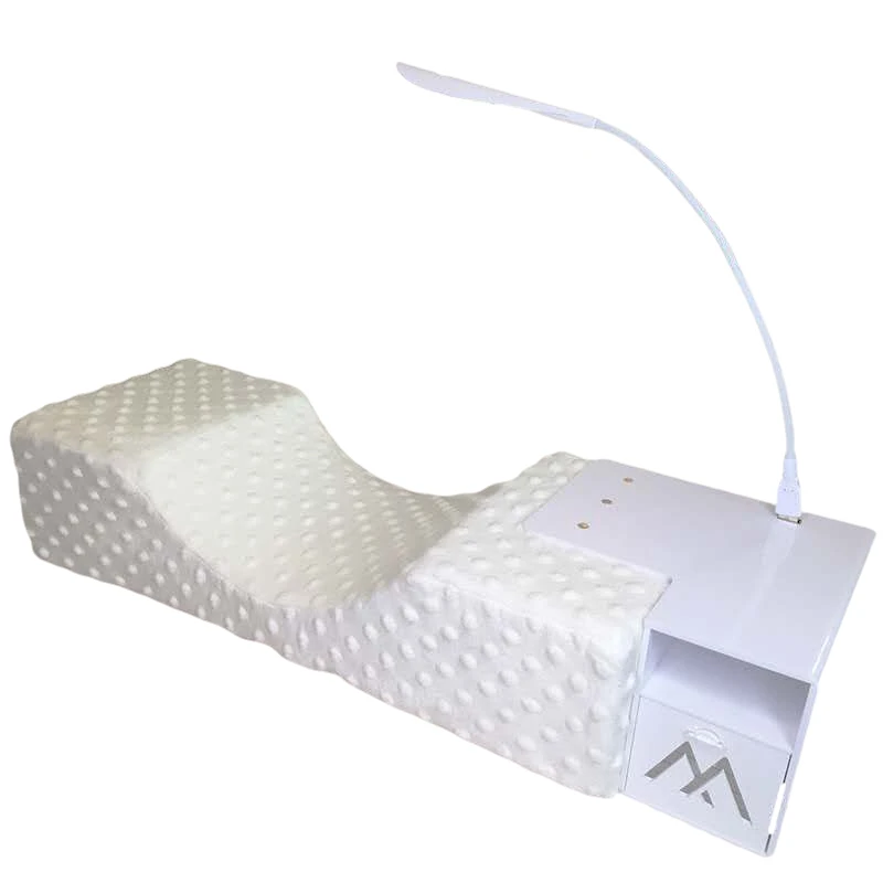 Custom private logo U-shaped pillow stand set tool with pillows, brackets, LED lights and eyelash tiles for eyelash extension