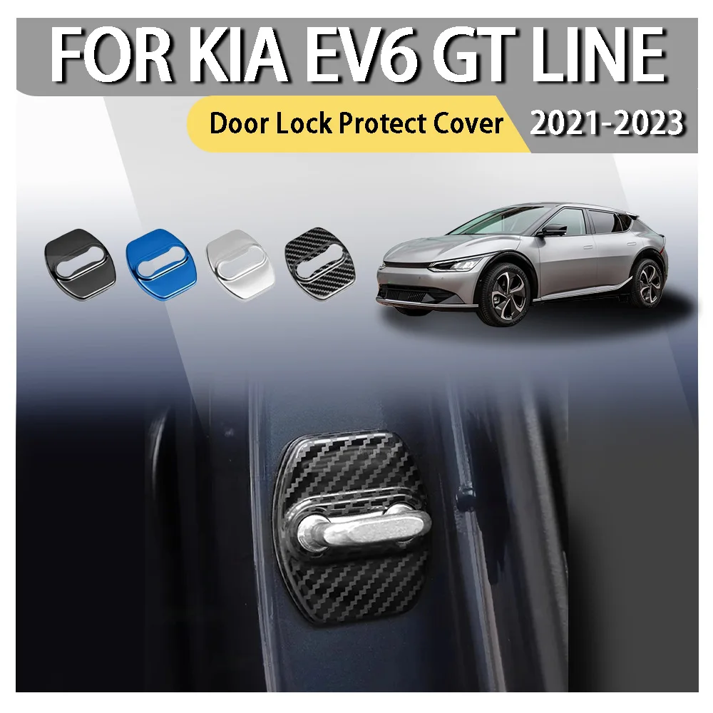 

For KIA EV6 GT LINE 2021-2023 Car Styling Car Door Lock Protection Cover Decoration Emblems Auto Stainless steel Accessories