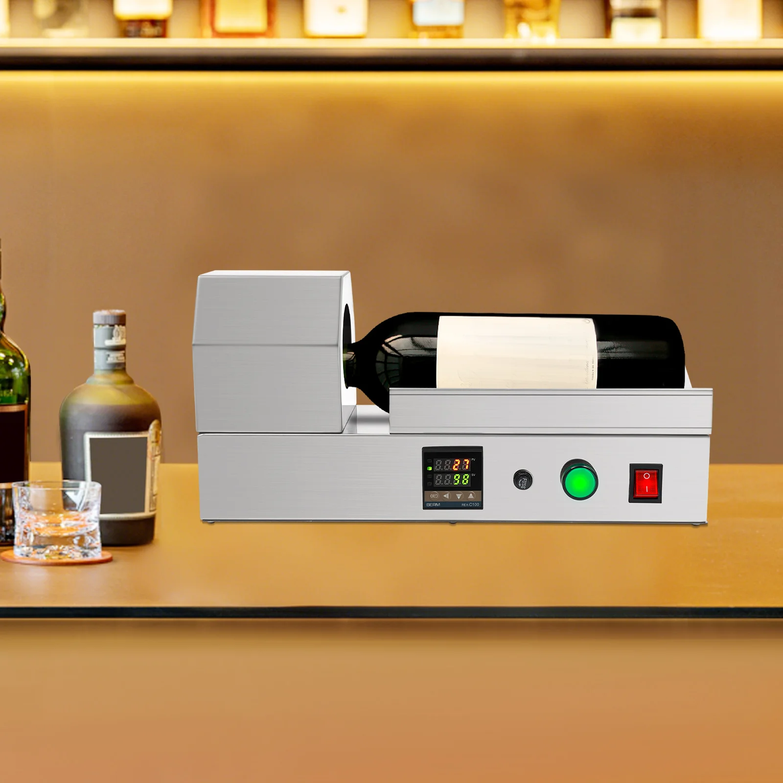 آلة تقليص الكبسولات الكهربائية Pp/PVC بدرجة حرارة قابلة للتعديل، كابل زجاجة النبيذ مع شاشة LED شفافة