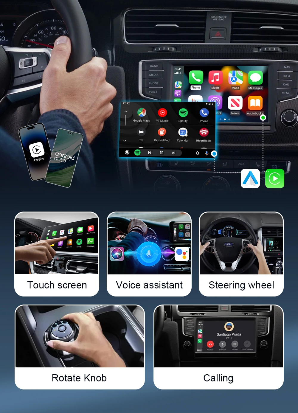 IHeylinkit Kabelloser CarPlay Android Auto Adapter 2-in-1 Smart Mini Box Plug-and-Play WiFi Schnellverbindung Universell für 98% der Automodelle – Detail 11