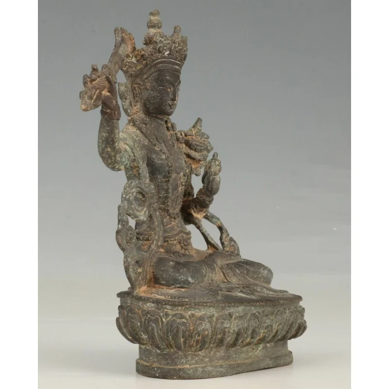 Antique Old earth Copper Bronze Manjushri Buddha boddhisattva statues