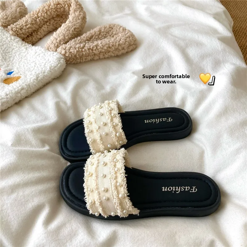 

Moonlight Pearl Women's Sandals Breathable Hollow out Slip-On Slippers Casual Summer Shoes Comfortable Beachwear Footwear