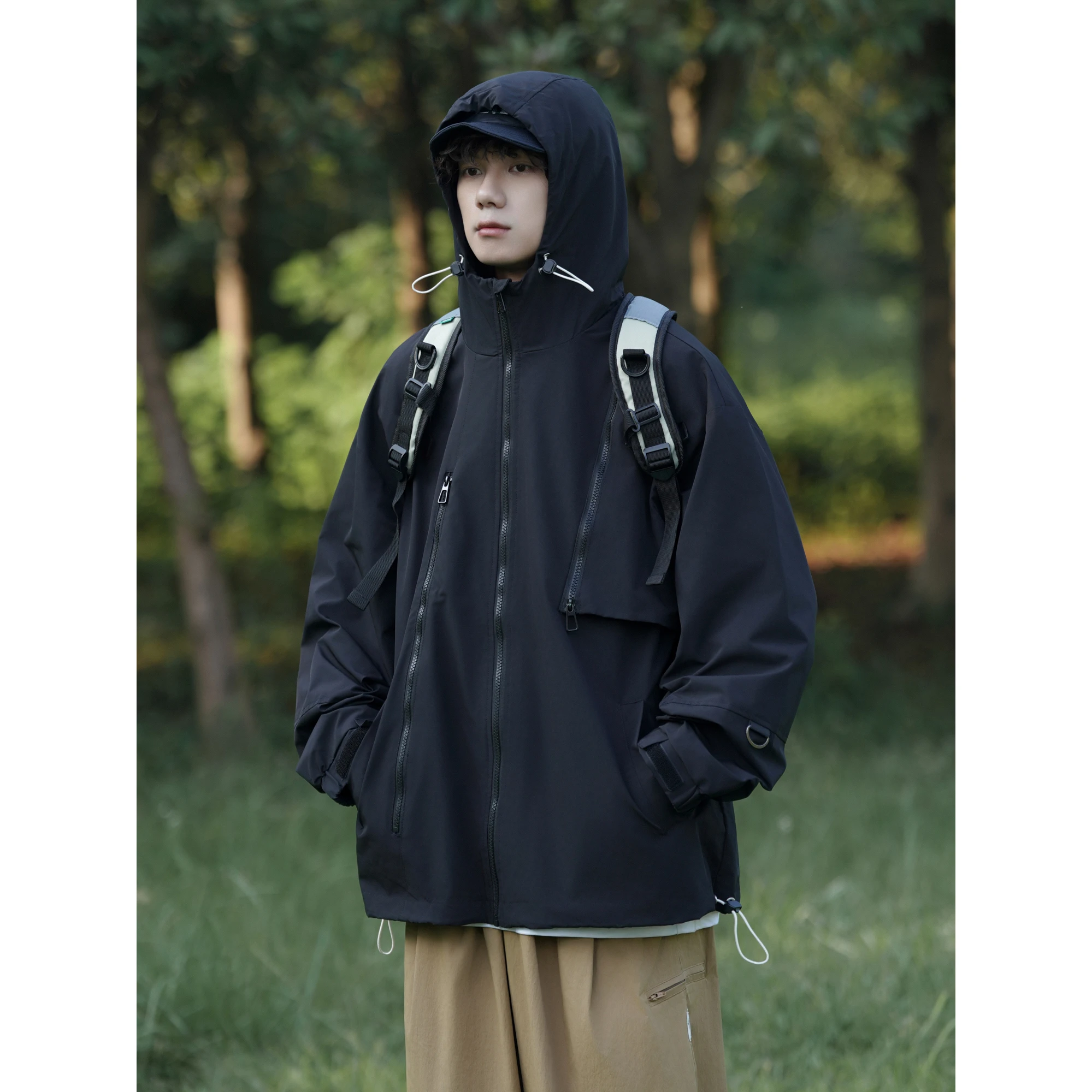 

Мужская ветрозащитная куртка Softell для альпинизма и работы, весна-осень, в японском стиле, с декоративной молнией, стандартный крой